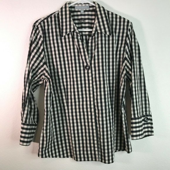 Foxcroft Tops - Foxcroft Black Gingham Checkered Button Down Shirt